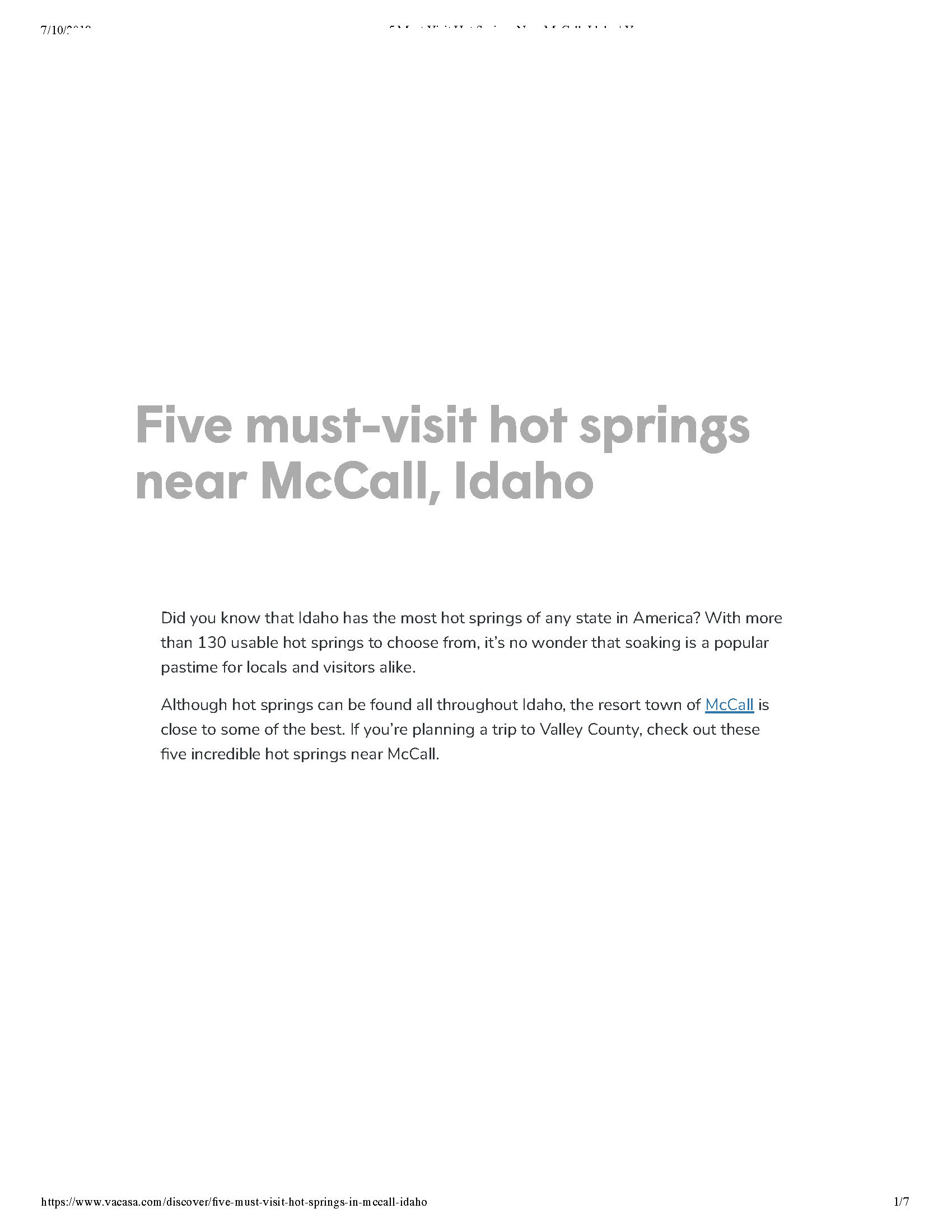 Blog Post: Five must-visit hot springs near McCall, Idaho
